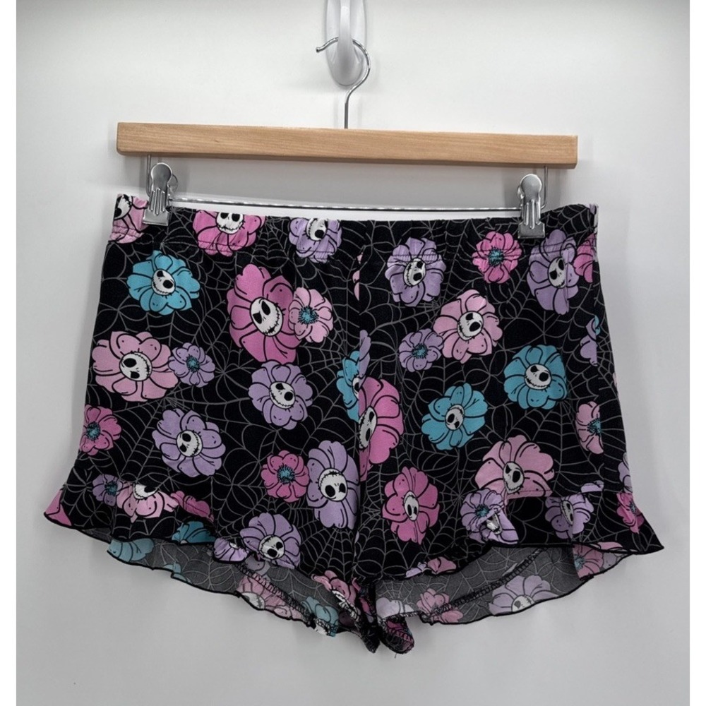 Disney Womens Black Pink Nightmare Before Christmas Graphic Sleepwear Shorts L